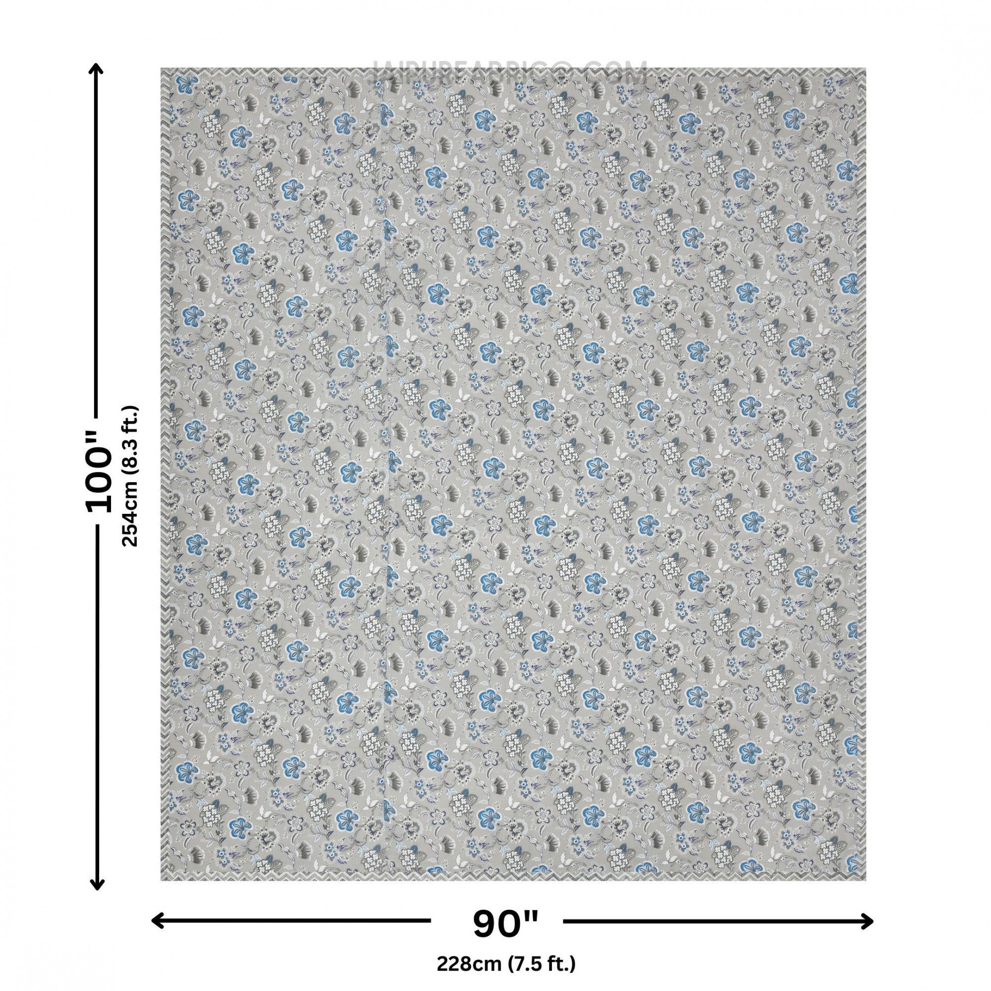 Silver Petals Grey Floral Cotton Reversible Double Bed Dohar